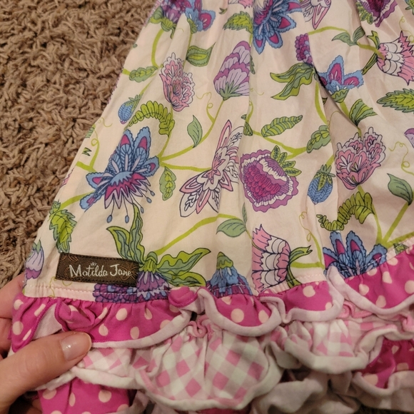 Matilda Jane Girls Pink Brilliant Dream Dot Dot Dot Pink Floral Dress, size 6 - Picture 3 of 7